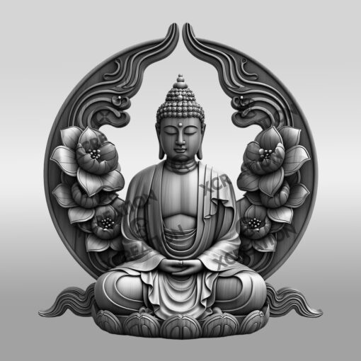 Buddha 3D Illusion Laser Engraving Design, Peaceful Meditation