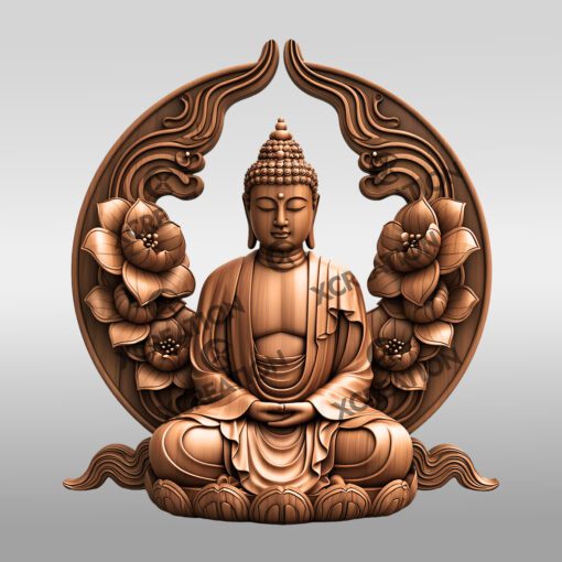 Buddha 3D Illusion Laser Engraving Design, Peaceful Meditation