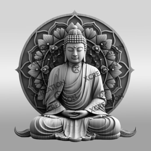 Buddha 3D Illusion Lasergravur Design, Spirituelle Wandkunst, Meditationsdeko – Bild 6