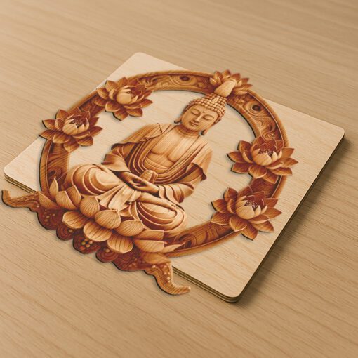 Buddha 3D Illusion Laser Engraving File, Buddhist Art,