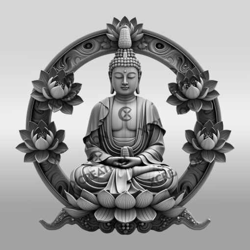 Buddha 3D Illusion Laser Engraving File, Buddhist Art,