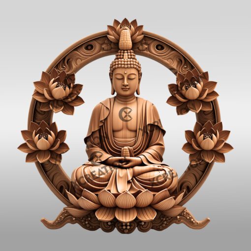 Buddha 3D Illusion Laser Engraving File, Buddhist Art,