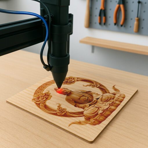 File di incisione laser con illusione 3D del Buddha, arte illuminata scaricabile per l'arredamento della casa - immagine 4