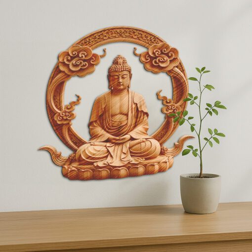 File di incisione laser con illusione 3D del Buddha, arte illuminata scaricabile per l'arredamento della casa - immagine 5