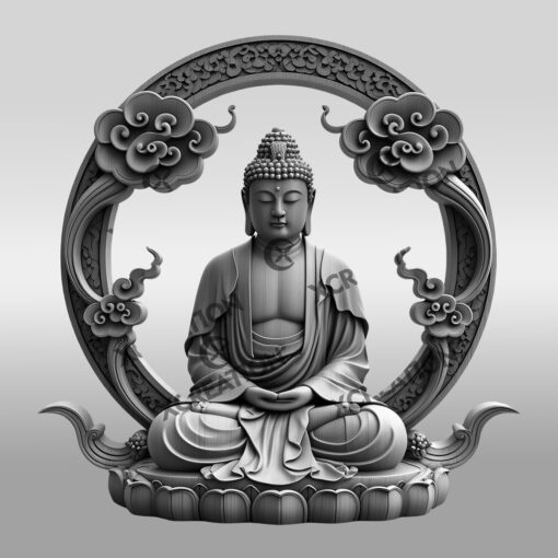 File di incisione laser con illusione 3D del Buddha, arte illuminata scaricabile per l'arredamento della casa - immagine 6