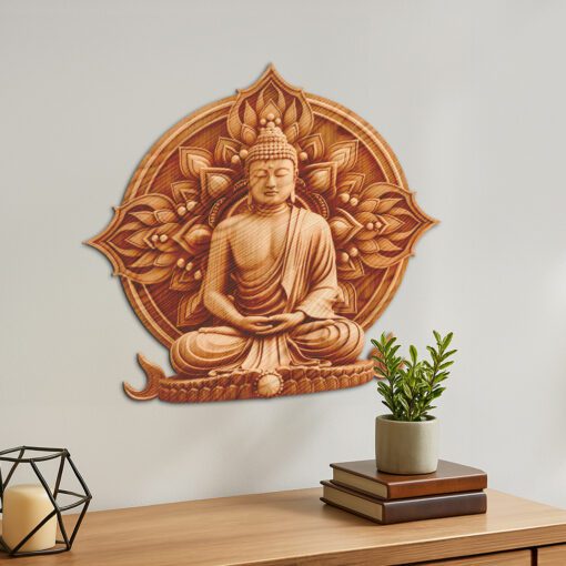 Buddha 3D Illusion Laser Engraving File, Golden Aura