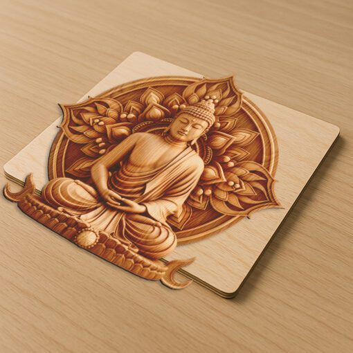 Buddha 3D Illusion Laser Engraving File, Golden Aura
