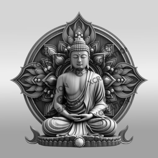 Buddha 3D Illusion Laser Engraving File, Golden Aura
