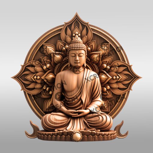 Buddha 3D Illusion Laser Engraving File, Golden Aura