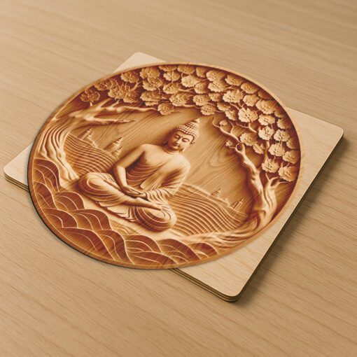 Buddha 3D Illusion Laser Engraving File, Meditating Zen