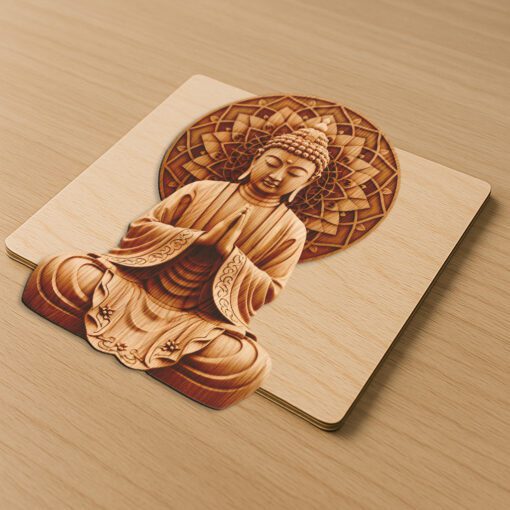 File di incisione laser 3D con illusione del Buddha, arte della meditazione, download decorazioni Zen - immagine 2