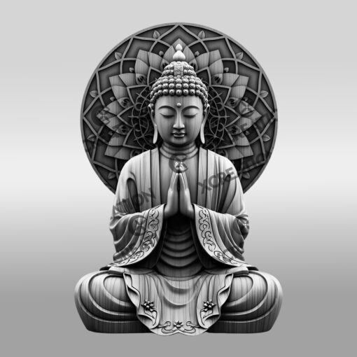 File di incisione laser 3D con illusione del Buddha, arte della meditazione, download decorazioni Zen - immagine 6