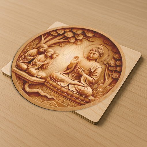 Buddha 3D Illusion Laser Engraving File, Meditation Wall