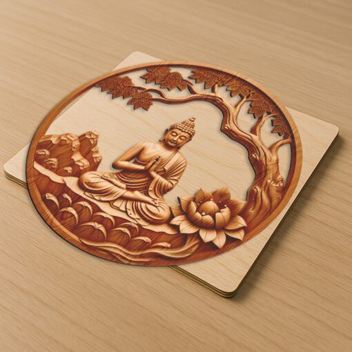 Buddha 3D Illusion Laser Engraving File, Meditation Wall