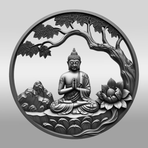 Buddha 3D Illusion Laser Engraving File, Meditation Wall
