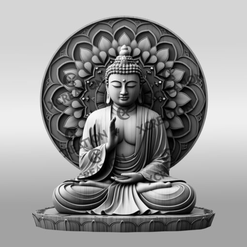 Buddha 3D Illusion Laser Engraving File, Peaceful Art