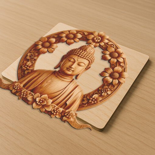 File Incisione Laser 3D Illusione Buddha, Design Viso Pacifico per Decorazioni Meditative - immagine 5