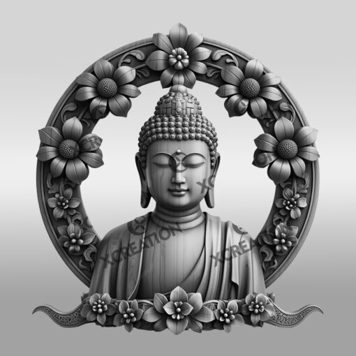 File Incisione Laser 3D Illusione Buddha, Design Viso Pacifico per Decorazioni Meditative - immagine 6