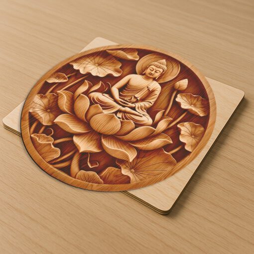 Buddha 3D Illusion Laser Engraving File, Peaceful Lotus
