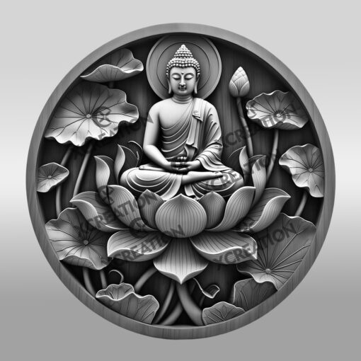 Buddha 3D Illusion Laser Engraving File, Peaceful Lotus