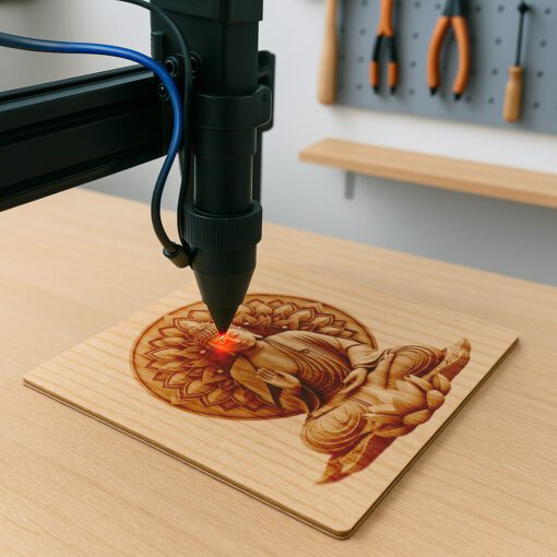 Buddha 3D Illusion Laser Engraving File, Sacred Fire