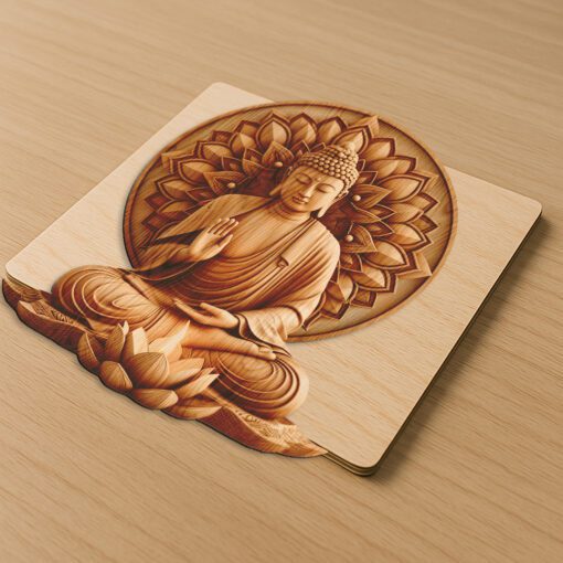 Buddha 3D Illusion Laser Engraving File, Sacred Fire