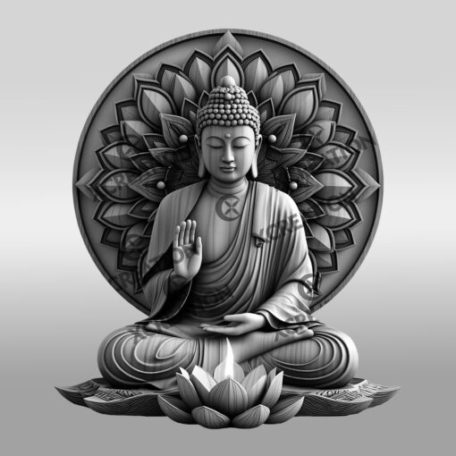 Buddha 3D Illusion Laser Engraving File, Sacred Fire