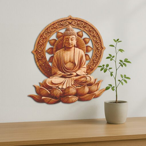 File di incisione laser con illusione 3D del Buddha, arte serena per un arredamento tranquillo - immagine 2