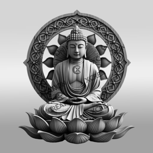 File di incisione laser con illusione 3D del Buddha, arte serena per un arredamento tranquillo - immagine 6