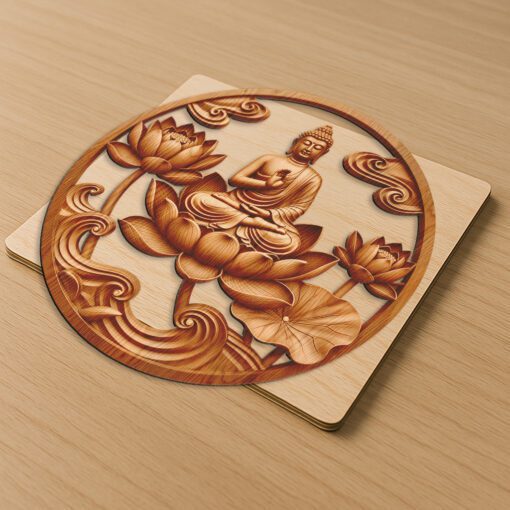 Buddha 3D Illusion Laser Engraving File, Spiritual Wall