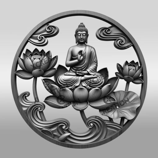 Buddha 3D Illusion Laser Engraving File, Spiritual Wall