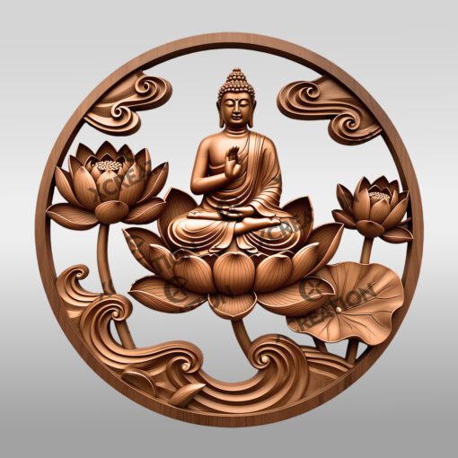 Buddha 3D Illusion Laser Engraving File, Spiritual Wall