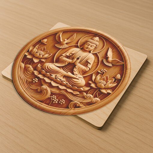 Buddha 3D Illusion Laser Engraving File, Spiritual Wall
