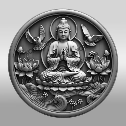 Buddha 3D Illusion Laser Engraving File, Spiritual Wall