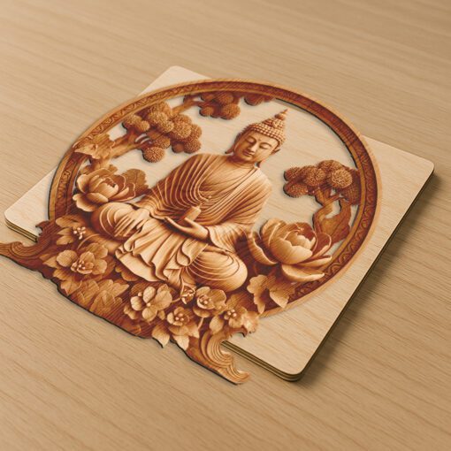 File per Incisione Laser 3D con Illusione del Buddha, Arte Naturale Tranquilla per l'Arredamento della Casa - immagine 2