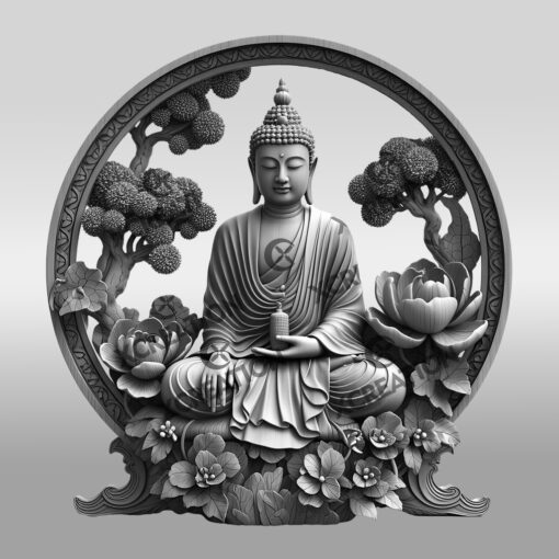 File per Incisione Laser 3D con Illusione del Buddha, Arte Naturale Tranquilla per l'Arredamento della Casa - immagine 6