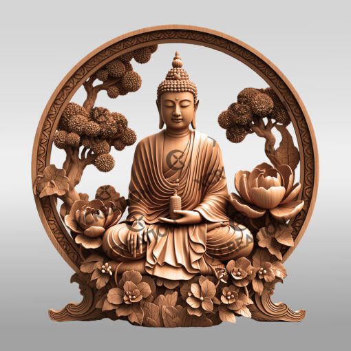 Buddha 3D Illusion Laser Engraving File, Tranquil Nature