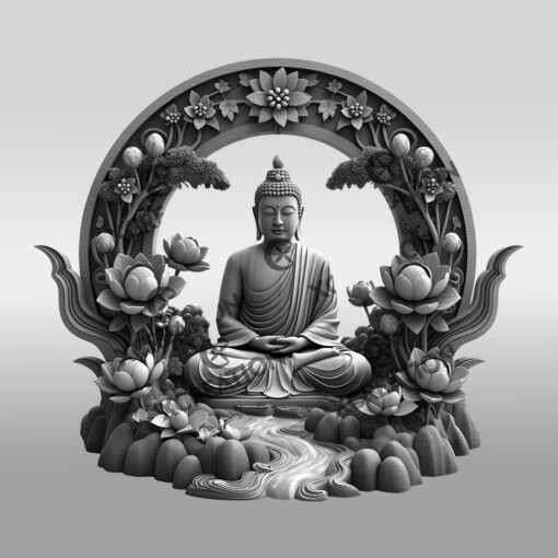 Buddha 3D Illusion Laser Gravur Datei, Zen Garten Dekor, Meditations Wandkunst – Bild 6