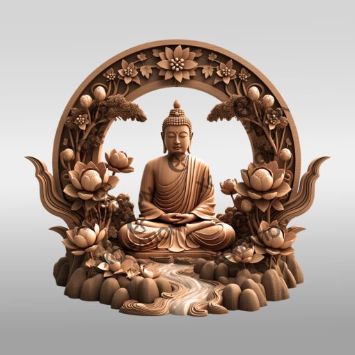 Buddha 3D Illusion Laser Engraving File, Zen Garden