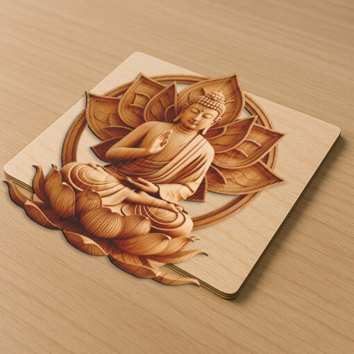 File di incisione laser 3D con illusione ottica del Buddha, arte zen del loto, decorazione murale da meditazione - immagine 5