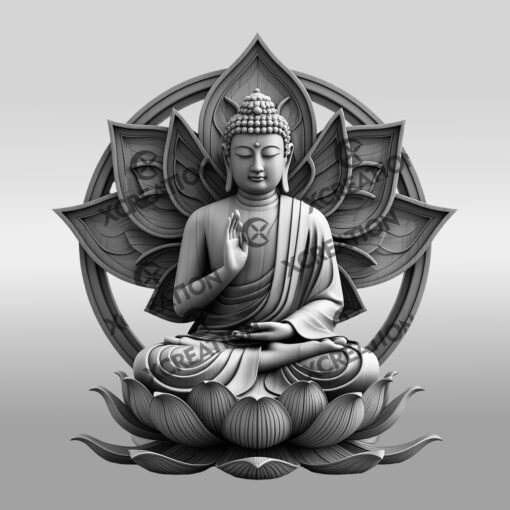 File di incisione laser 3D con illusione ottica del Buddha, arte zen del loto, decorazione murale da meditazione - immagine 6