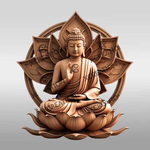 Buddha 3D Illusion Laser Engraving File, Zen Lotus