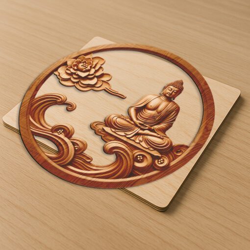 File di Incisione Laser 3D con Illusione del Buddha, Arte Murale Zen, Decorazioni Meditative per la Casa - immagine 2