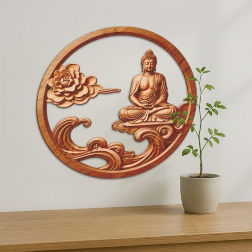 File di Incisione Laser 3D con Illusione del Buddha, Arte Murale Zen, Decorazioni Meditative per la Casa - immagine 4