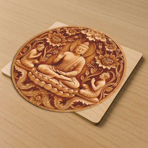 Buddha 3D Illusion Laser Engraving, Zen Wall Art,
