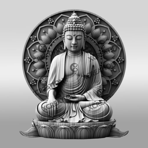 Buddha 3D Laser Engraving File, Smiling Buddha Art