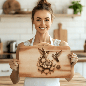 Charcuterie Board Engraving File, 3D Hummingbird Design, Couple