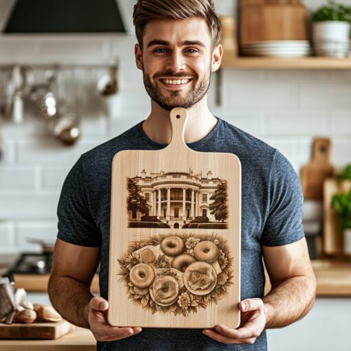 Charcuterie Board Engraving File, American Meal Style, Bagel