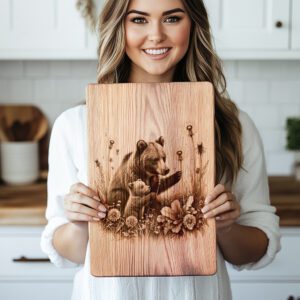 Charcuterie Board Engraving File, Bear and Cub Rustic