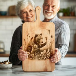 Charcuterie Board Engraving File, Bear and Cub Rustic